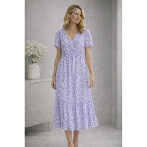 Xirena Alessa  Silk Blend Midi Dress sz M Ditsy Floral Tiered Romantic BOHO $365